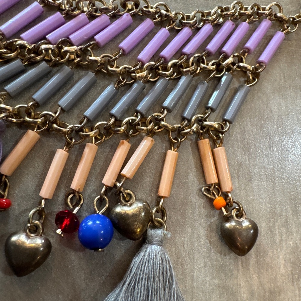 Vintage Bohemian Multicolor Layered Tassel Necklace - Picture 3 of 9